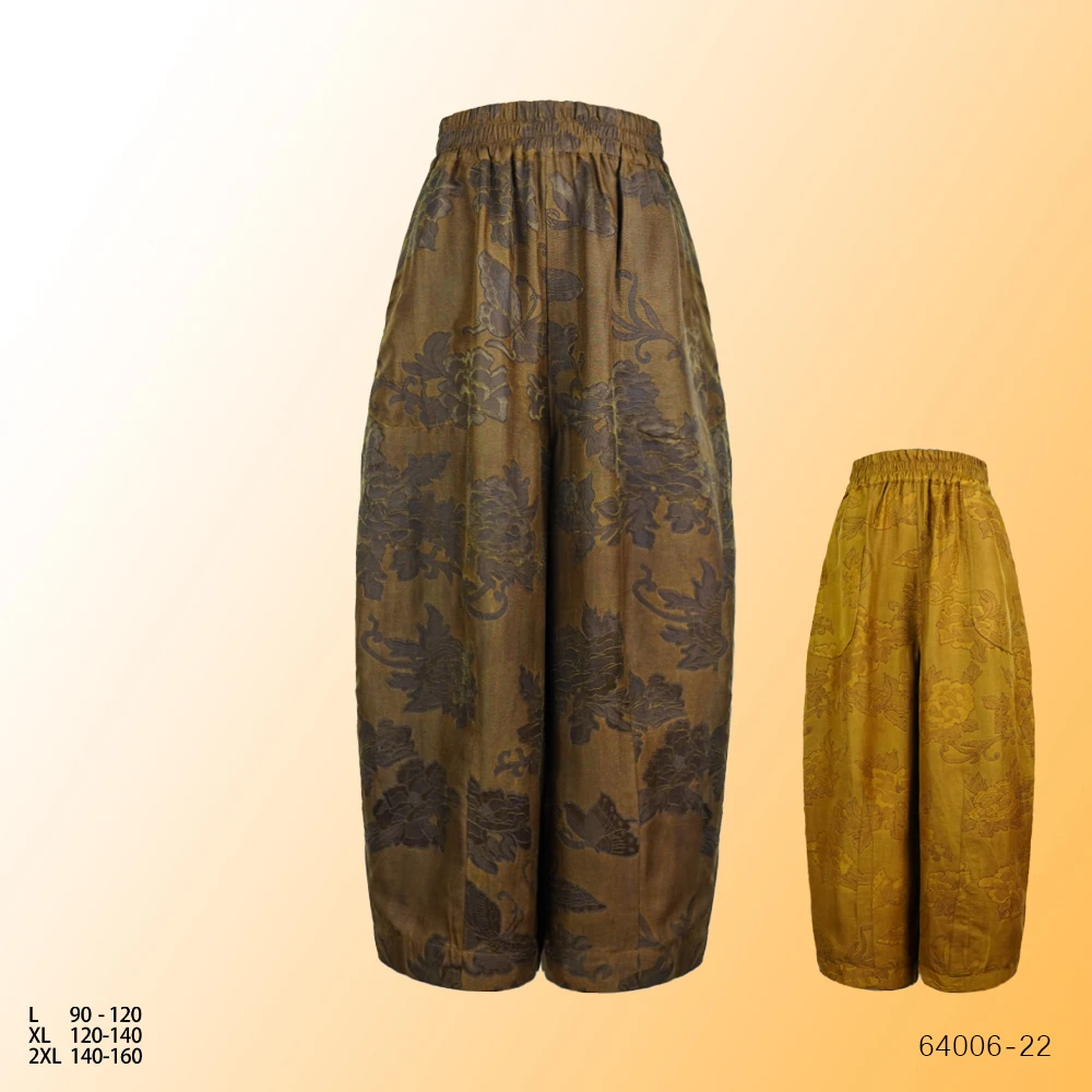 XY2025新款时尚优雅女双面穿蝶蕊飞扬休闲花苞裤子64006-22