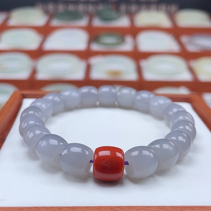 和田玉手链未镶嵌冰烟紫