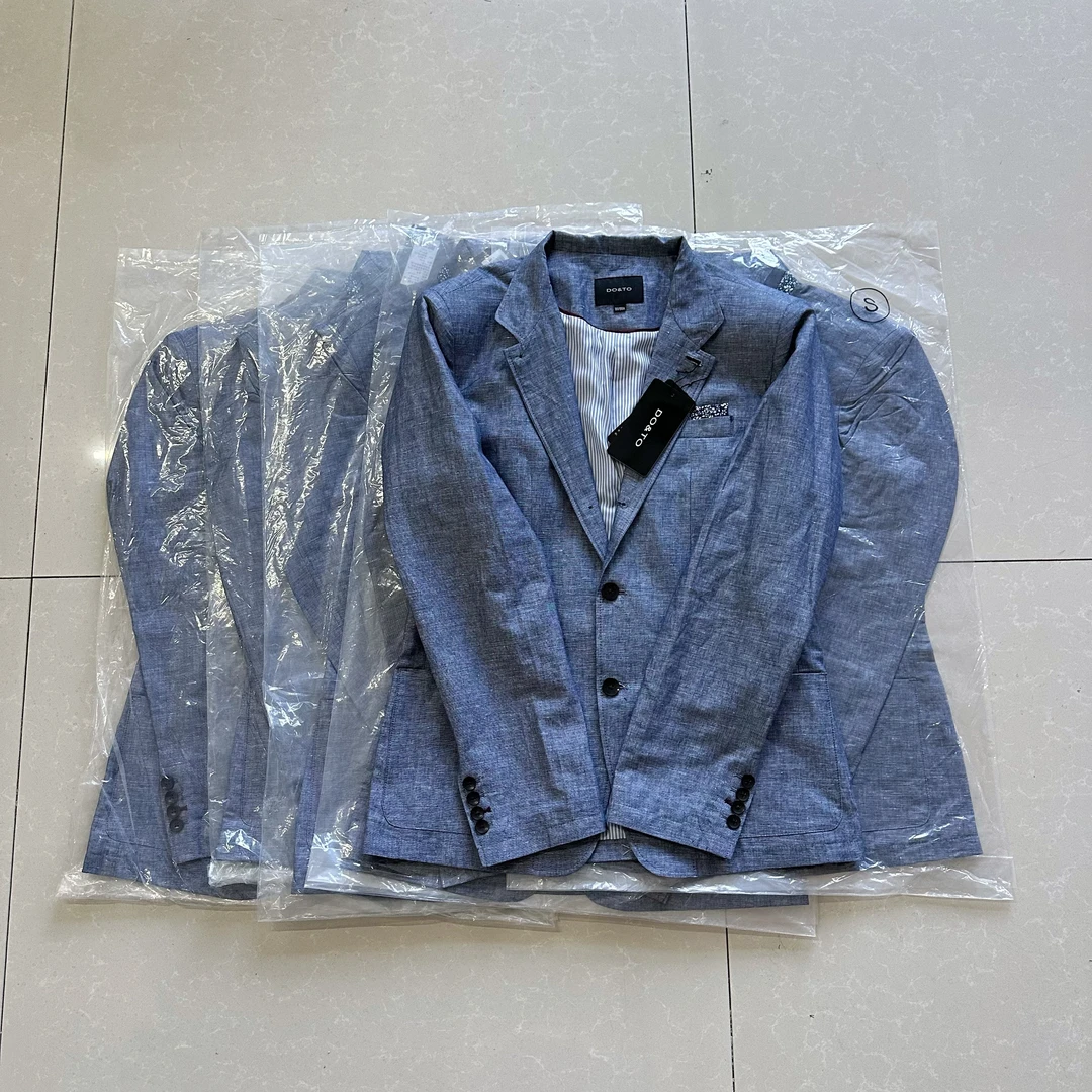【DO&TO宠粉-004】 男士春夏天蓝色时尚雅痞棉麻休闲西装