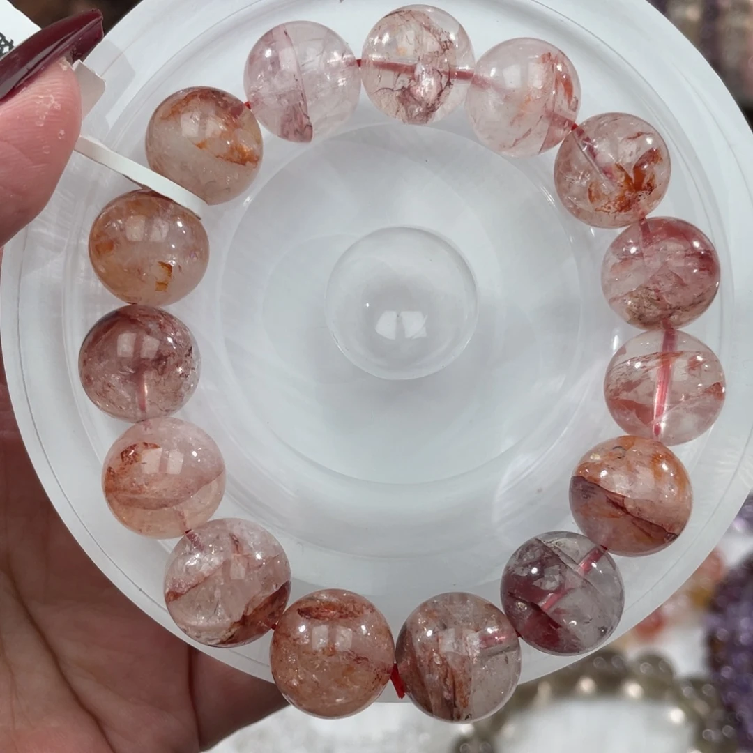 手串未镶嵌水晶开播福利款红胶花水晶14m+