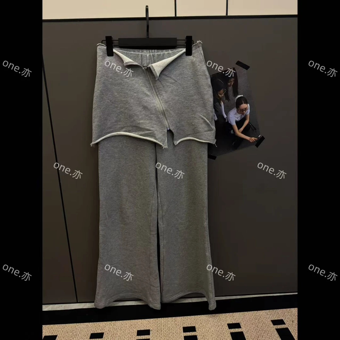 【一个亦】斜拉链屁帘松紧腰休闲裤EEE