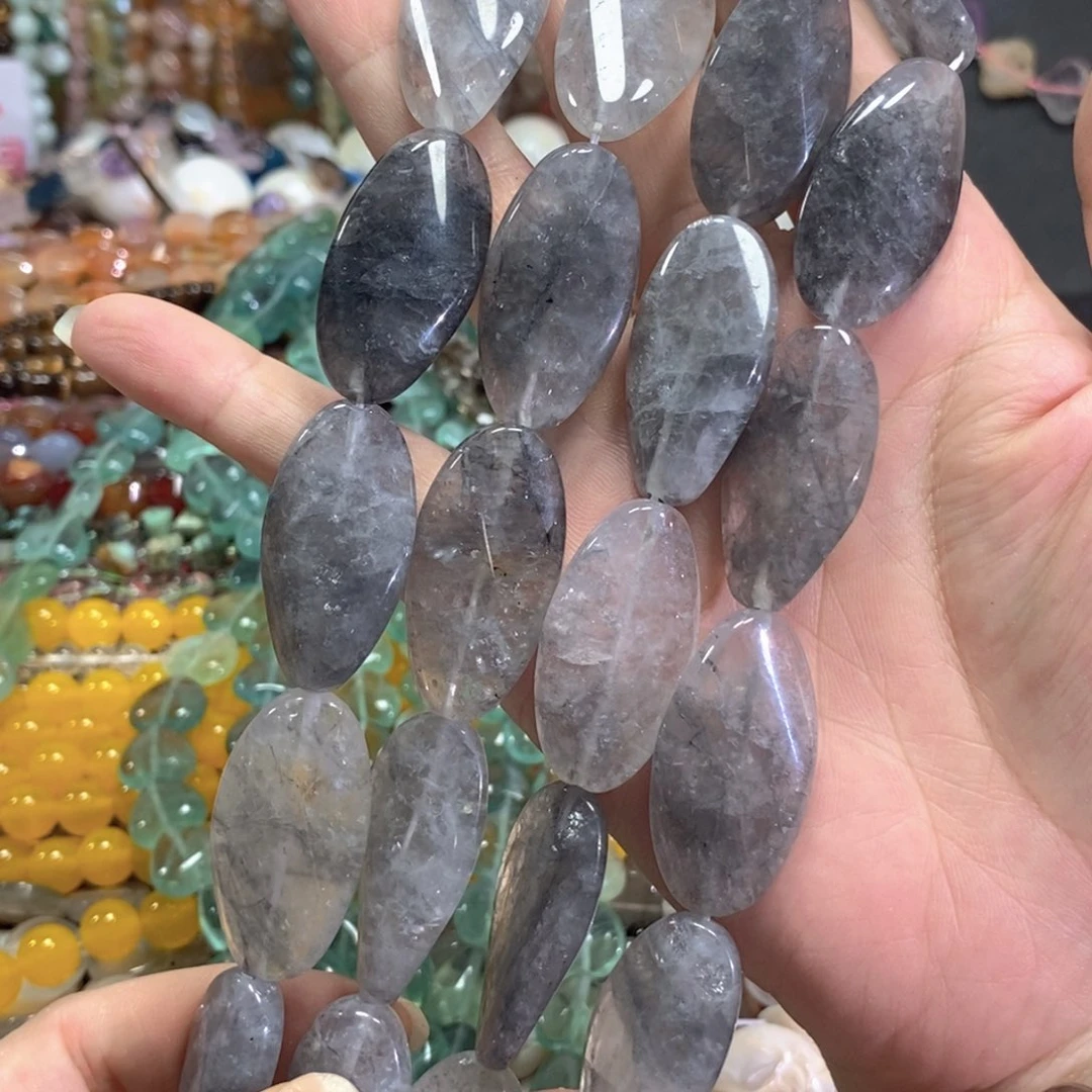 未镶嵌玛瑙/玉髓珠宝半成品烟晶扭珠一条卡18*30mm