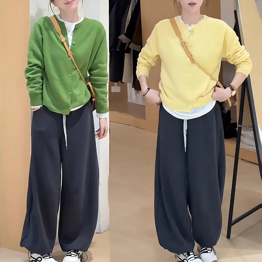 网红洋气炸街女装秋冬季新款百搭显瘦针织上衣阔腿休闲裤两件套女