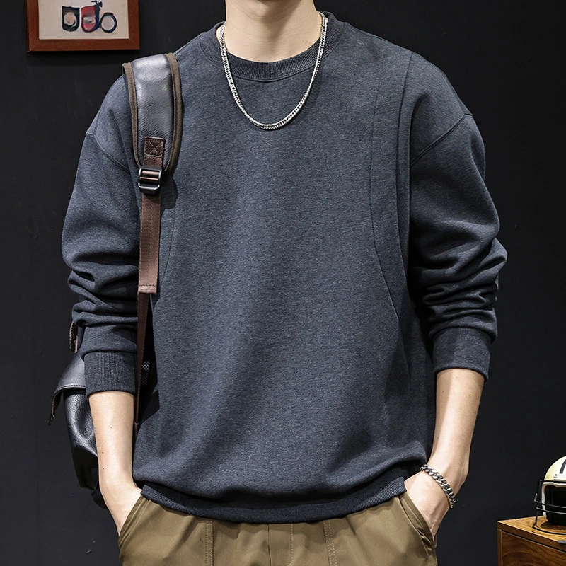 秋季新款美式复古重磅长袖卫衣男士2025潮牌宽松休闲圆领打底衫男