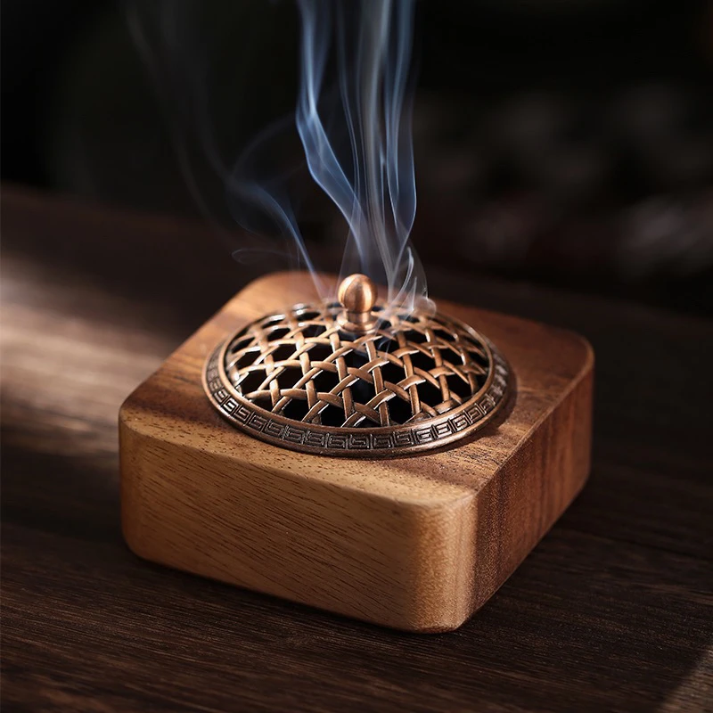 盘香无粘香线香胡桃木木质中式香炉