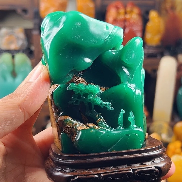 寿山石印石雅安绿白水河