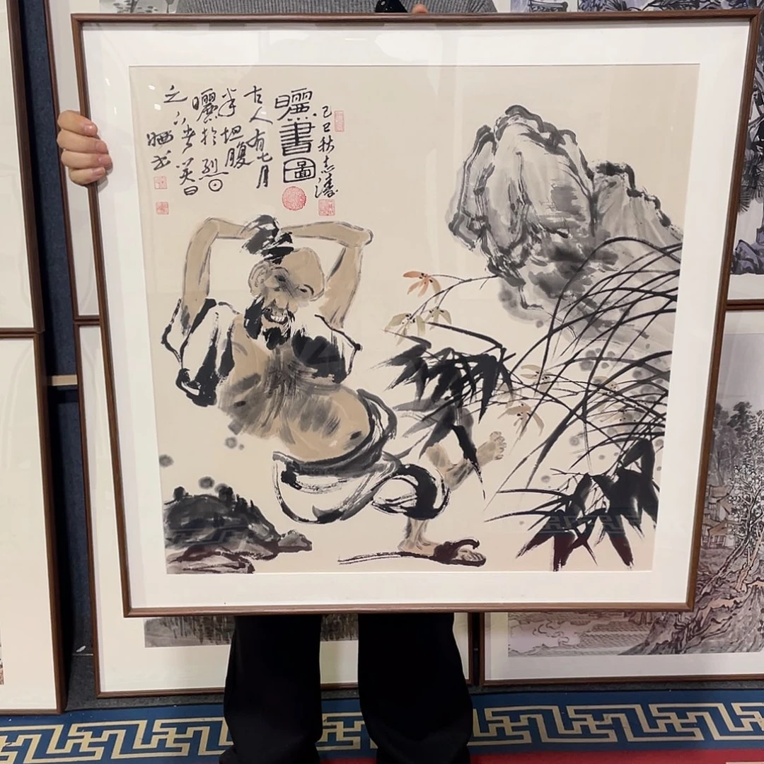 国画手绘画作品带框