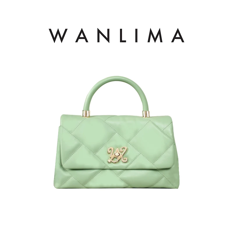 万里马2025年新款香榭丽舍王妃包小香风菱格纹高级感牛皮手拎包