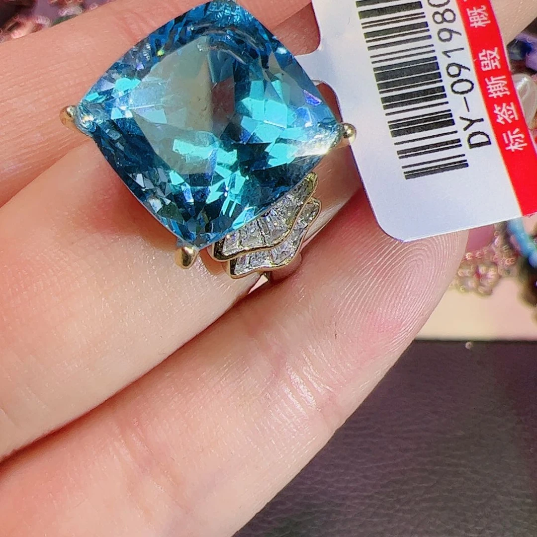 托帕石戒指银S925镶嵌