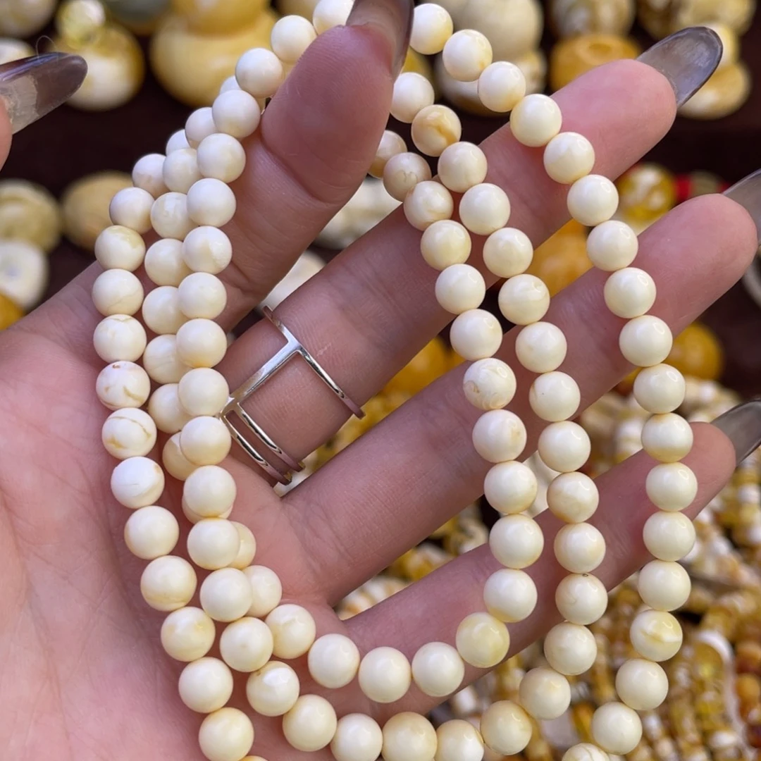 琥珀未镶嵌手链6.2mm白蜡
