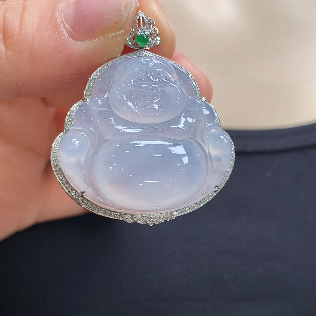 翡翠18K金镶嵌颈饰佛公