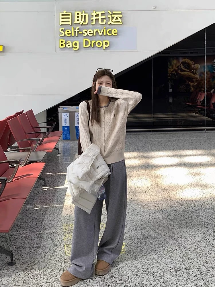 【高级灰】开衫外套3636超柔软高品质V领针织毛衣