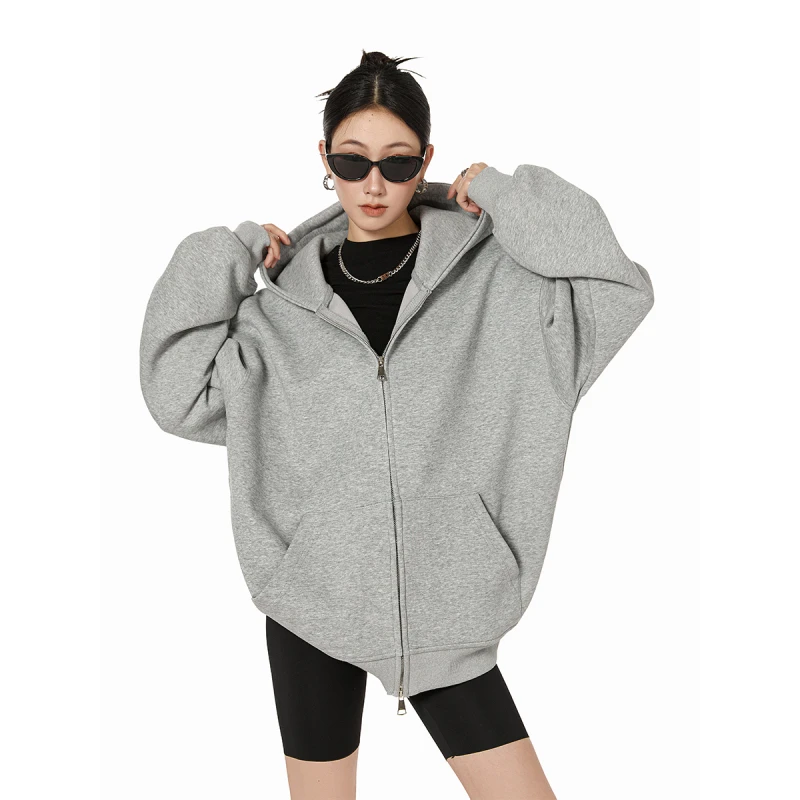 800g重磅开衫卫衣连帽百搭潮流情侣宽松外套 男女同款