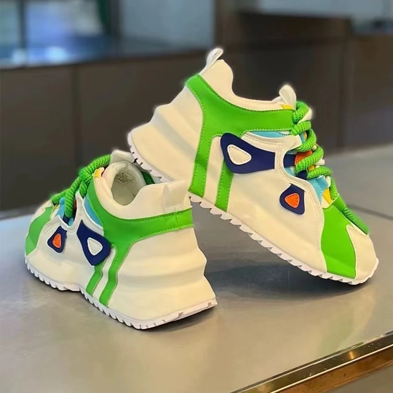 2025新款联名欧洲站轻奢潮牌夏季网面老爹鞋男拼接厚底增高运动鞋