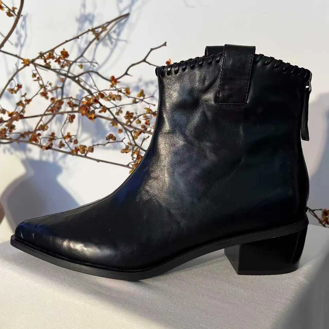 金雀绫【塞纳足迹】女鞋高帮百搭粗跟中筒时尚长靴女靴SZAK3XAM143