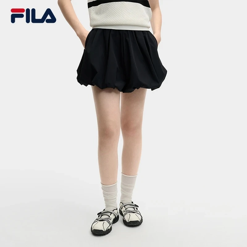 FILA/斐乐女装夏季新款运动休闲显瘦百搭黑色花苞裙裤F11W529809F