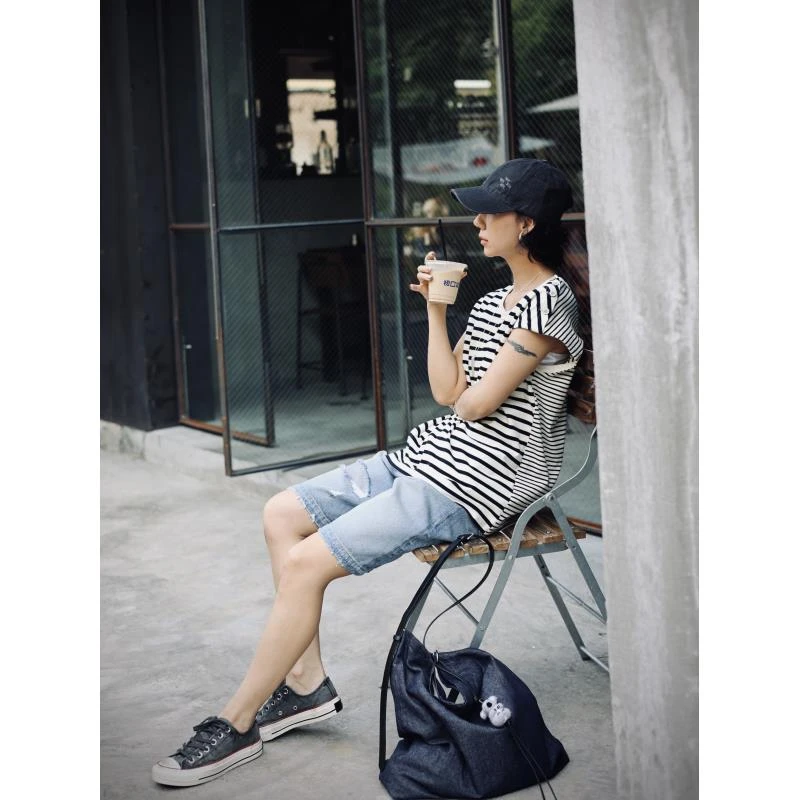 TT设计师【斑斓】夏季新款小众设计感宽松显瘦条纹无袖TT190352