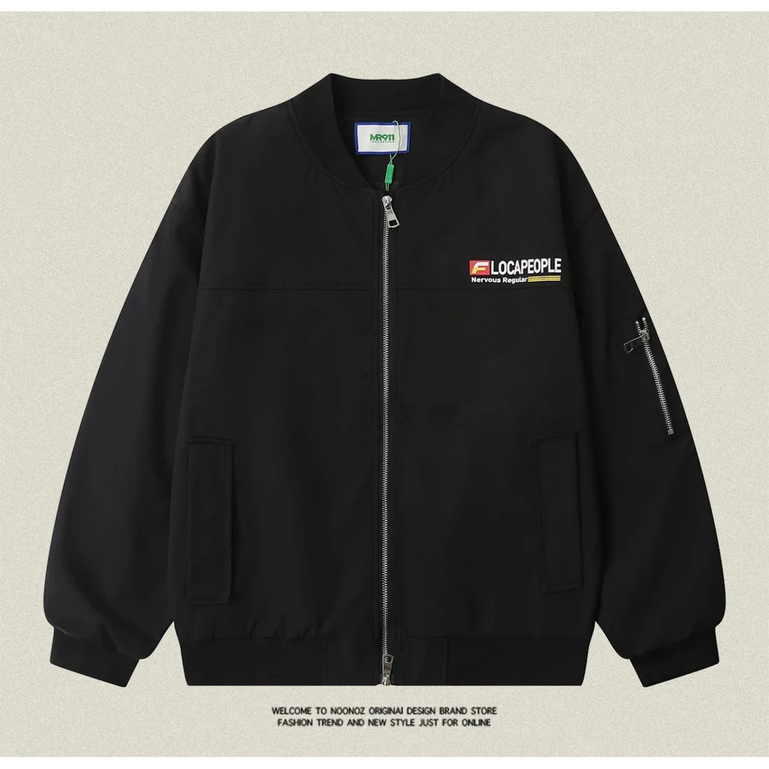 C13#某饱118！收尾清！字母印花飞行员夹克男女棒球服外套