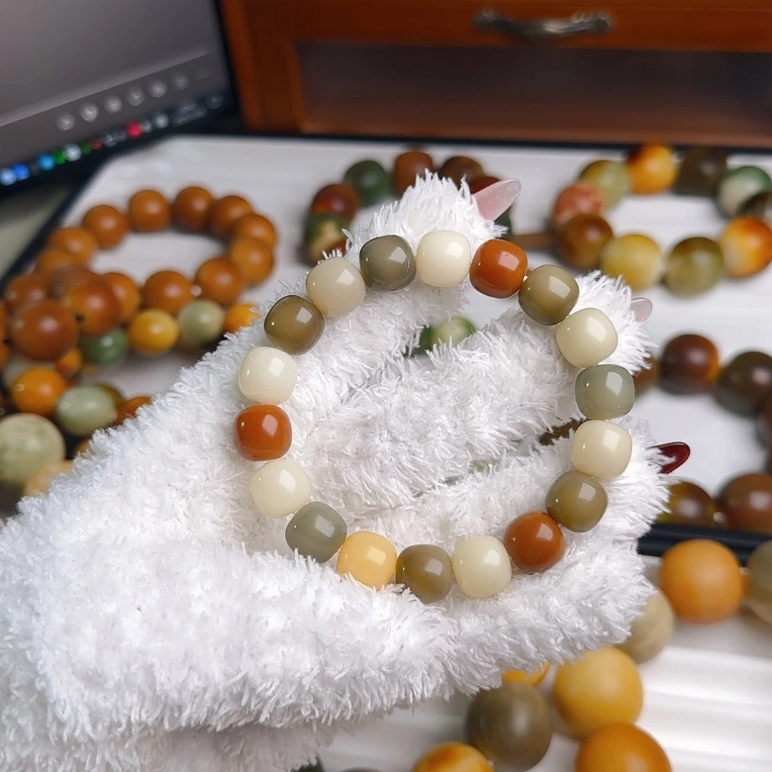 菩提根/象牙果手串陈*退卡11.6水磨桶珠