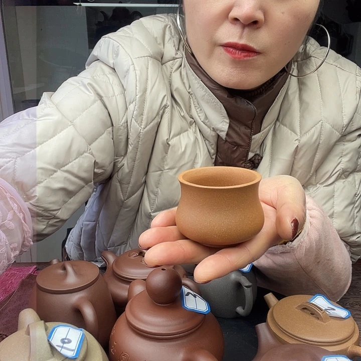 紫砂茶杯宜兴紫砂主人杯黄降坡泥料