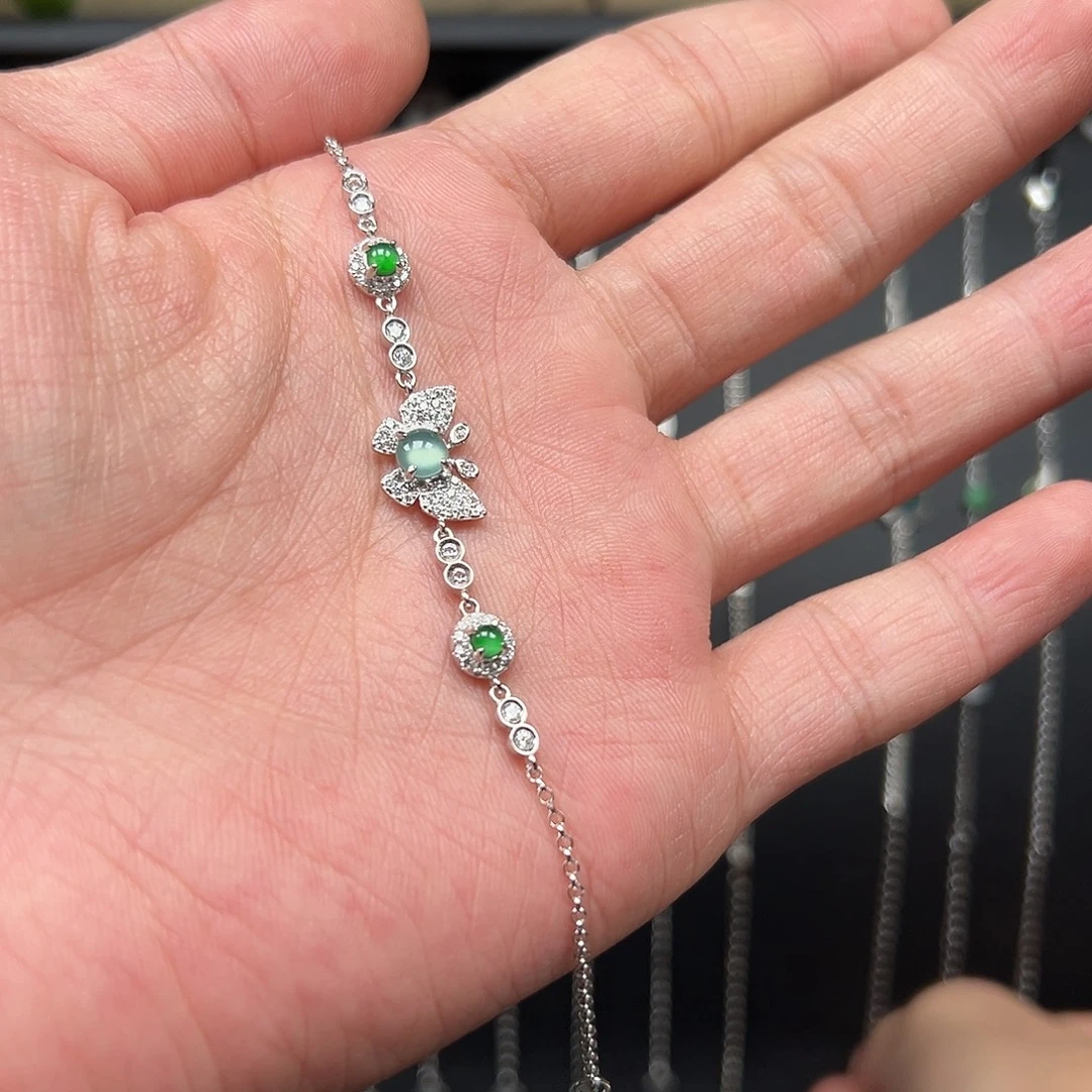 翡翠银S925镶嵌手链