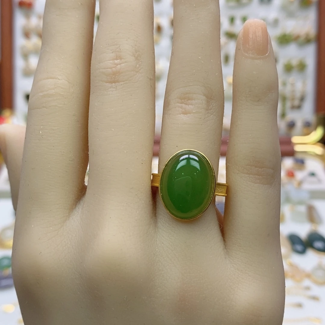 颖***儿和田玉银S925镶嵌戒指