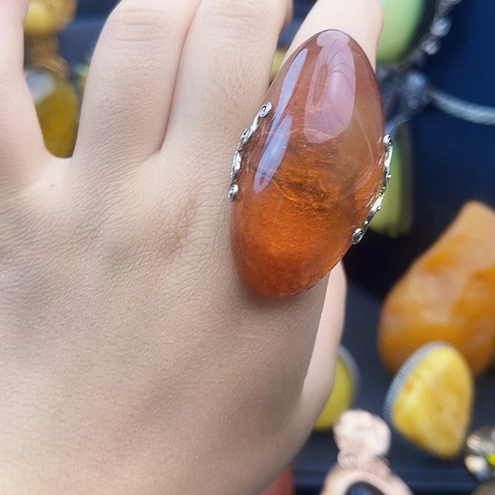 琥珀银S925镶嵌裸石