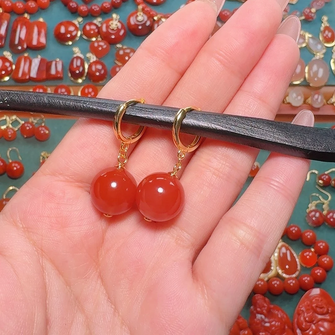 南红玛瑙银S925镶嵌12+