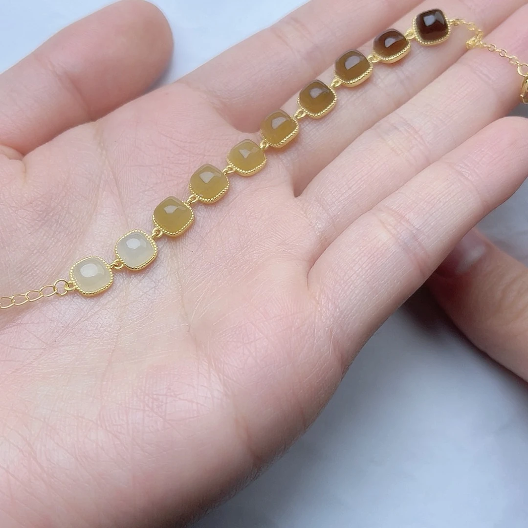 和田玉手链。k k银S925镶嵌