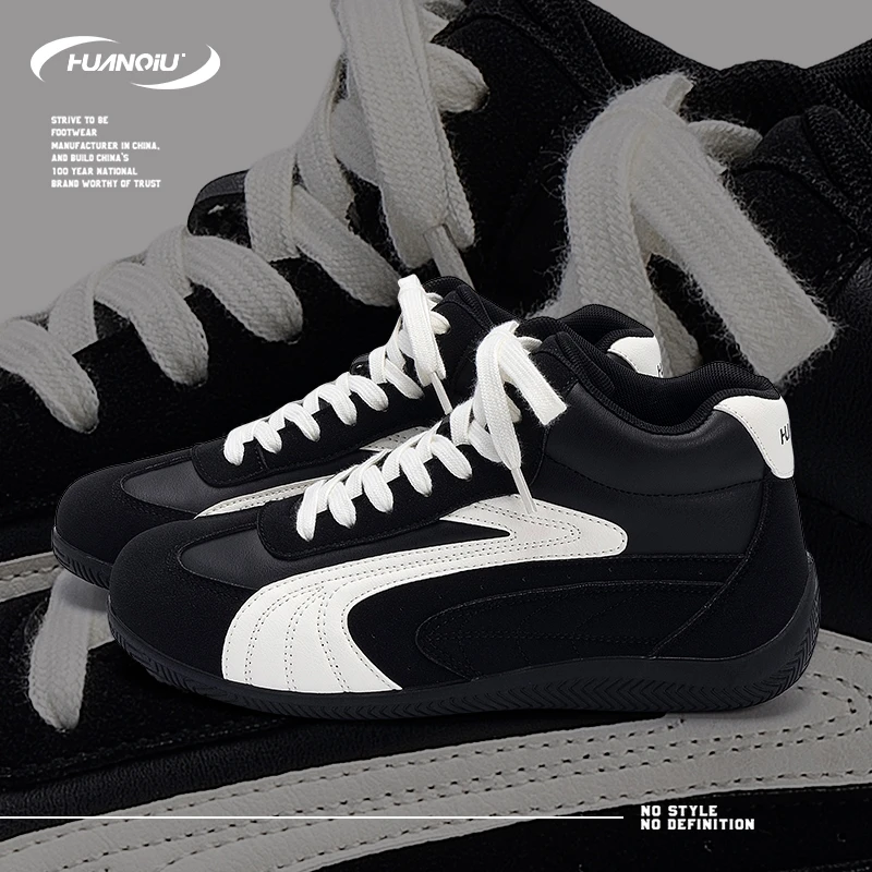 HUANQIU/环球男鞋潮流高帮内增高板鞋2025秋季新款增高百搭休闲鞋