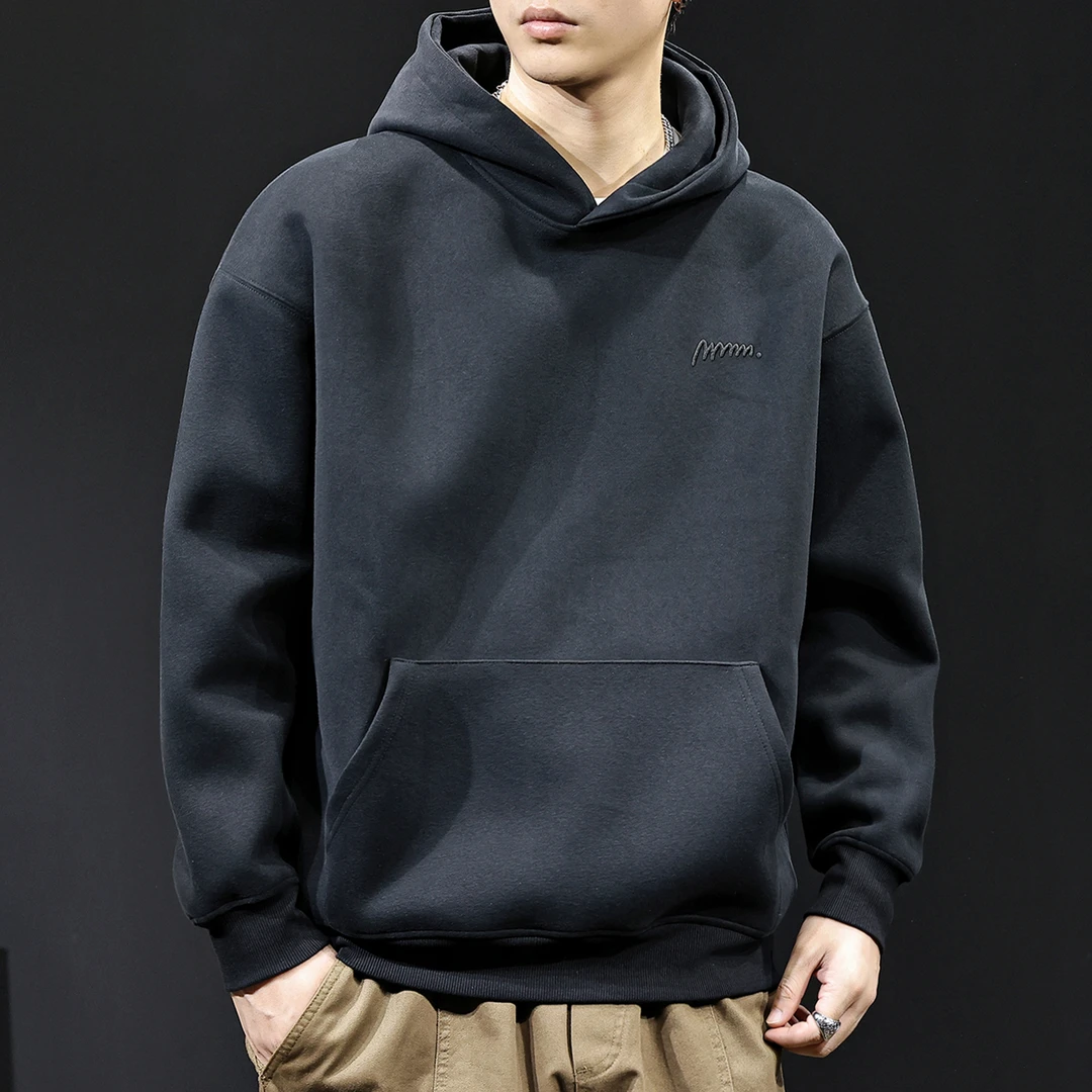 MR.MUDI/穆迪先生秋冬新款美式重磅简约连帽卫衣男士休闲宽松衣服
