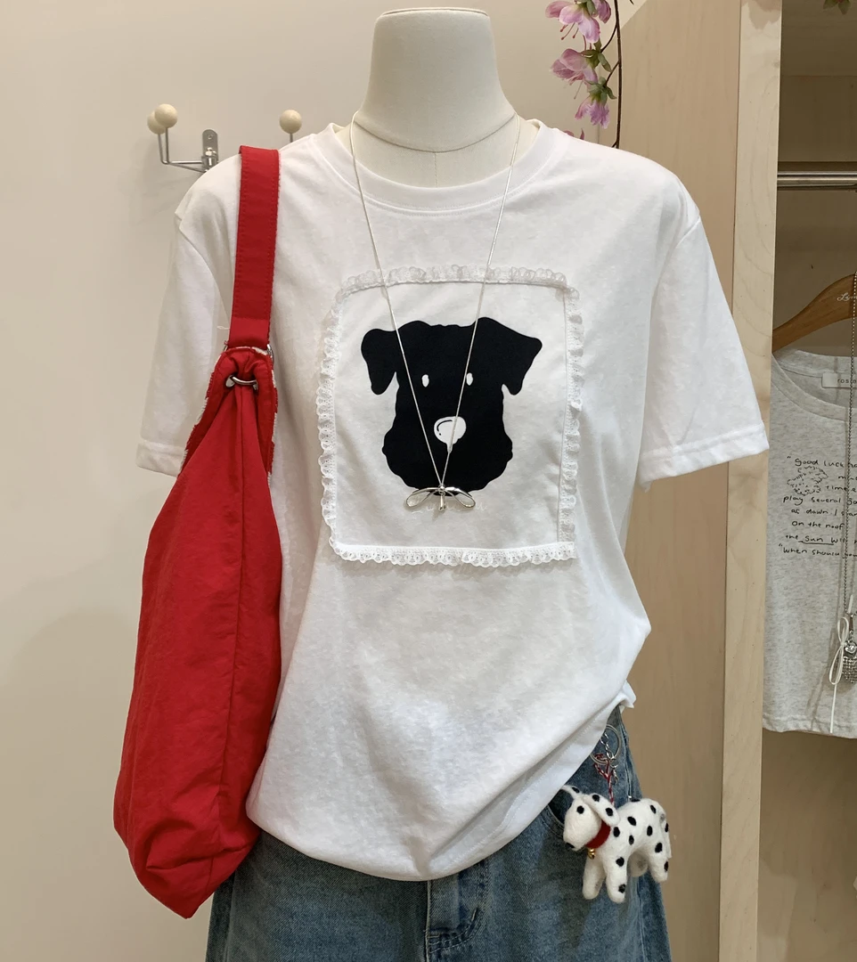 『李木木』夏款上新~~韩代可爱小狗棉质小衫  3534