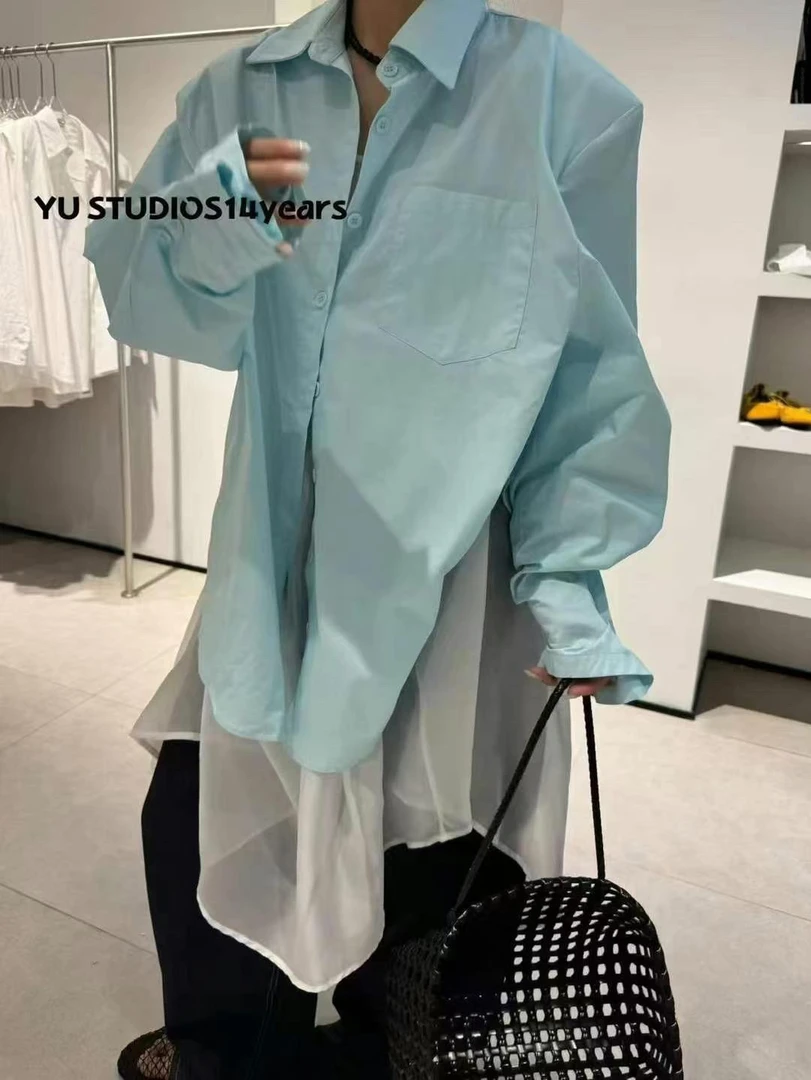 東简约风宽松口袋设计衬衫