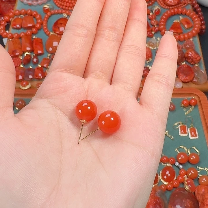 南红玛瑙银S925镶嵌10+