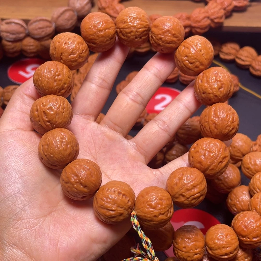 芝***芝文玩核桃手串野生小核桃手串光头21加