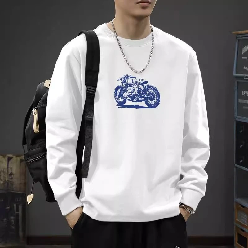 仓石一树潮牌秋季美式休闲长袖T恤男潮流ins痞帅机车印花宽松上衣