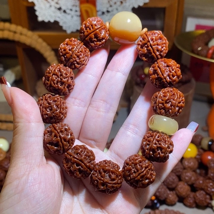 手串金刚菩提186玉华满蜂窝貔貅➕绿扣