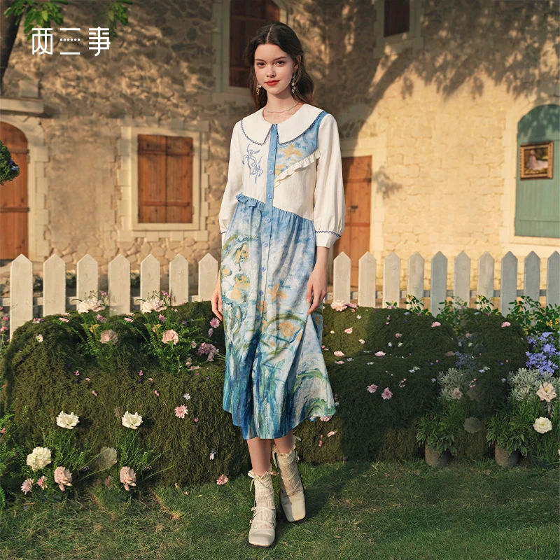 两三事 鸢海疏影 甜美荷叶边连衣裙S25CLY207