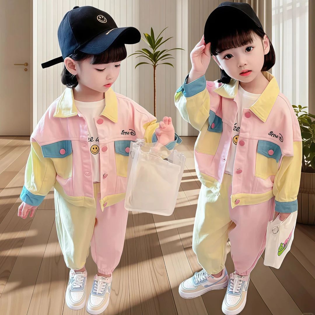 女童春季牛仔套装春秋新款洋气韩版女宝宝休闲两件套小童春装衣服