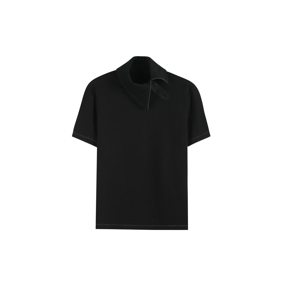 BEVAN UP|HEATMAP FLUX*侧开异形领口半拉链编织纹理POLO BV2767