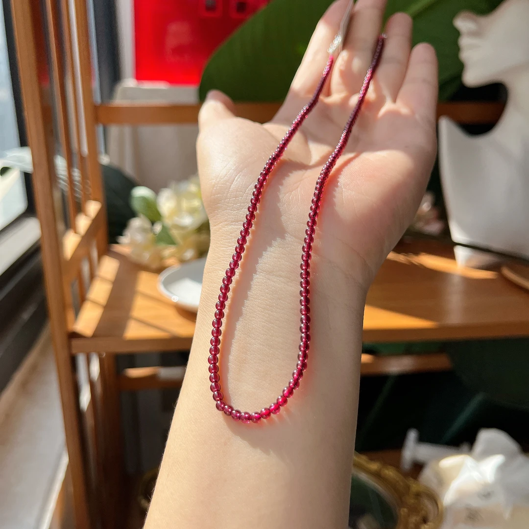 【珠宝厂长】石榴石银色合金尾链项链