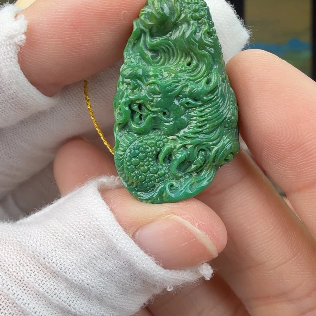 双***眉绿松石未镶嵌珠宝奇石