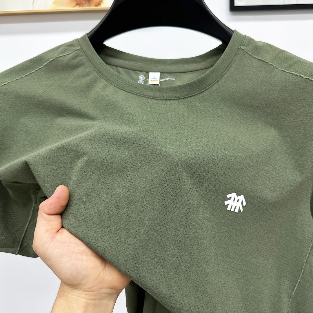 CATIA SELI纯色薄款透气短袖t恤休闲圆领套头运动速干中青年上衣