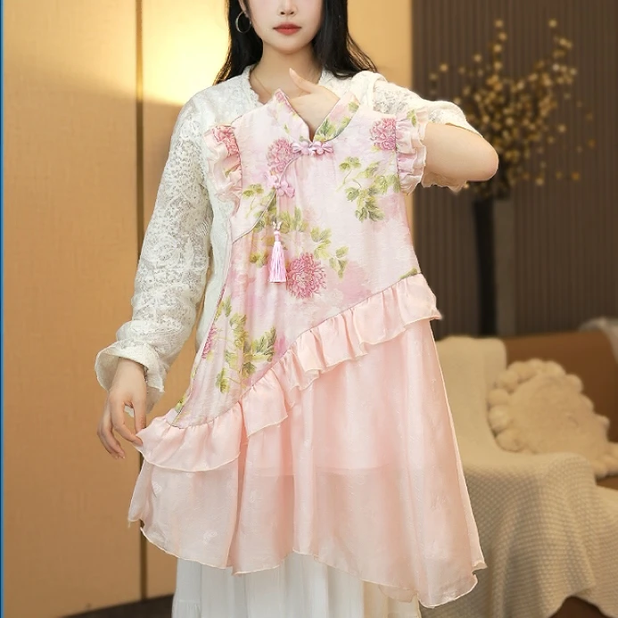 女童新中式连衣裙国风旗袍裙夏季洋气公主裙2025年新款女孩中大童