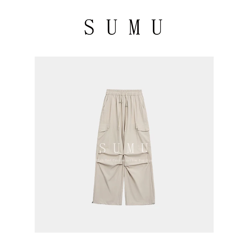 宿慕女装口袋工装裤春夏新款时尚洋气直筒长裤宽松休闲裤1018