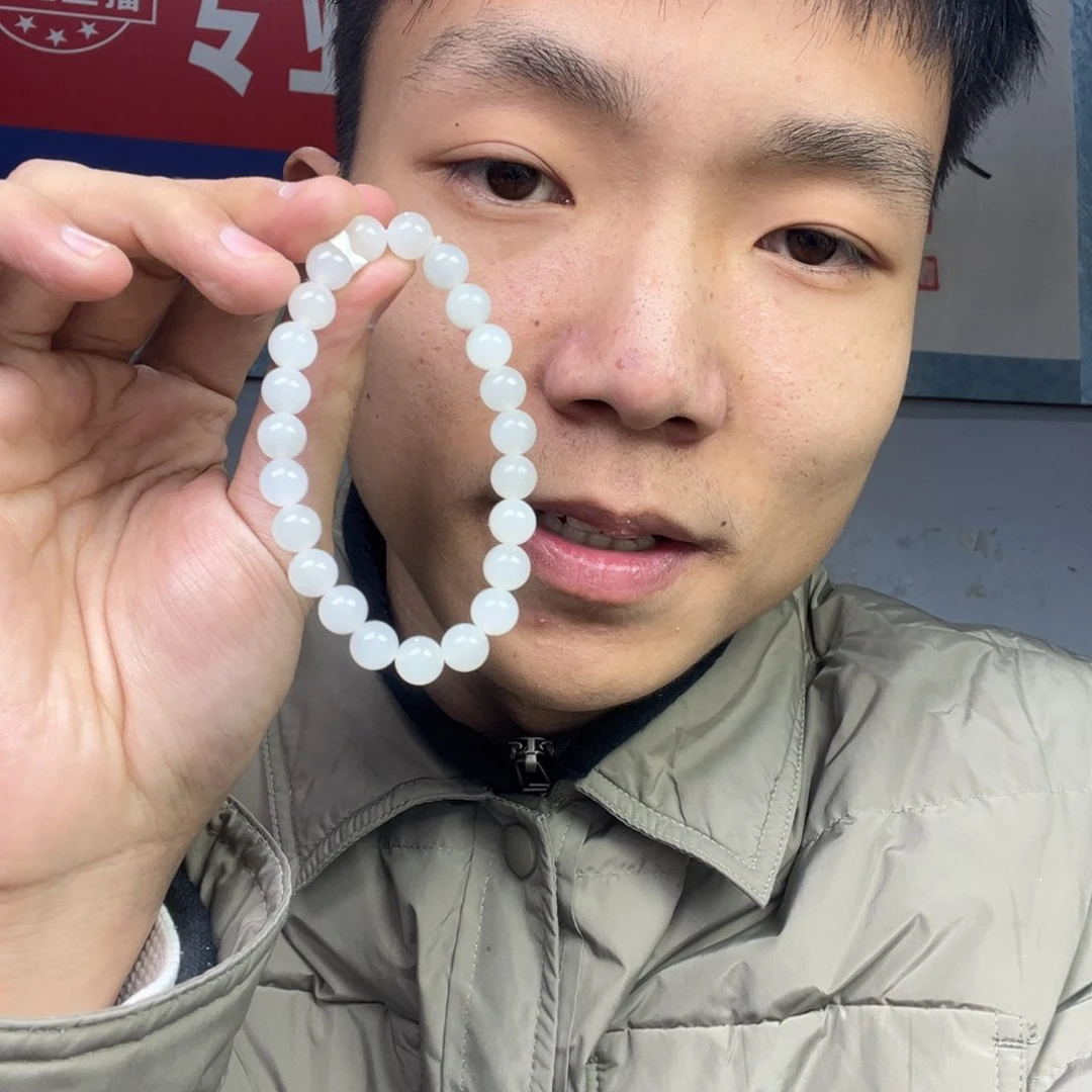 和田玉手链未镶嵌多样性野牛沟羊脂玉卡8货头