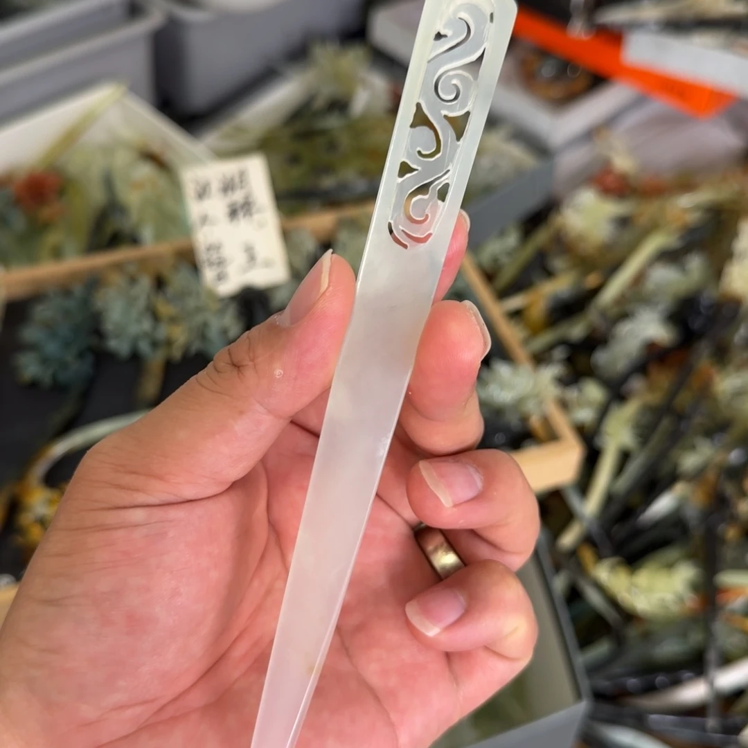 岫玉未镶嵌发饰明君玉簪就是好看