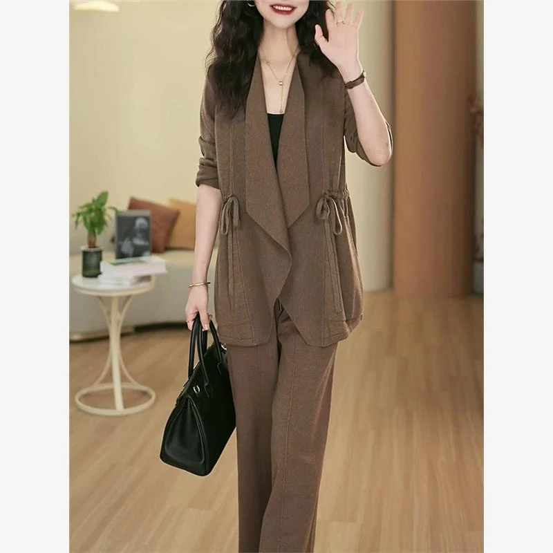 高档时尚针织一整套装女2025秋季新款简约通勤宽松显瘦气质两件套