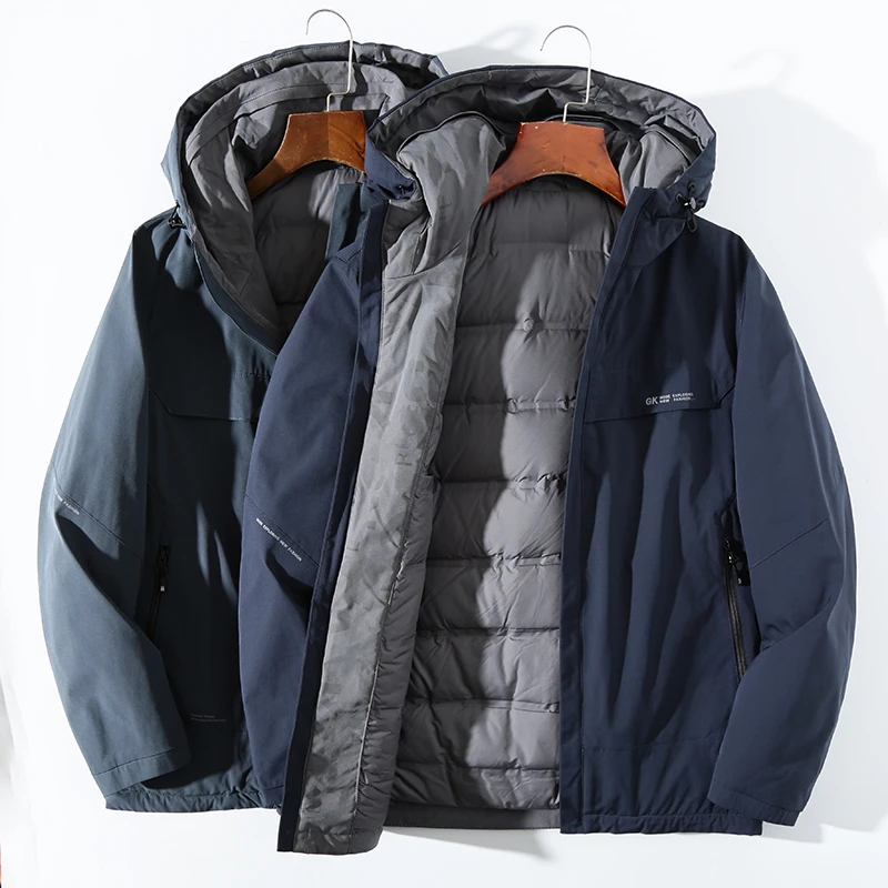 简约连帽户外90绒保暖时尚羽绒服秋冬季休闲防风鸭绒服  23XH0140