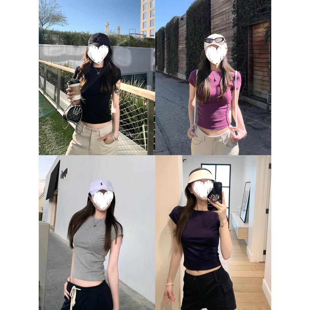 番茄妹妹Tomatosister至简主义 美式万搭经典圆领正肩tee多色入女